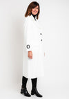 Camelot Contrasting Button Long Woven Coat, Snow White