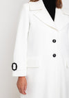 Camelot Contrasting Button Long Woven Coat, Snow White