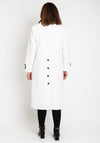 Camelot Contrasting Button Long Woven Coat, Snow White