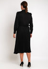 Camelot Satin Diagonal Design Pleated Midi Skirt, Black