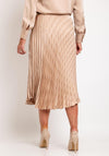 Camelot Satin Diagonal Design Pleated Midi Skirt, Champagne