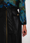 Camelot Faux Leather A-Line Midi Skirt, Black