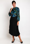 Camelot Satin Watercolour Inspired Blouse, Green