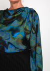 Camelot Satin Watercolour Inspired Blouse, Green