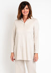 Camelot Metallic Shimmer Half Zip Sweater, Beige