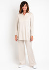 Camelot Metallic Shimmer Half Zip Sweater, Beige