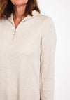 Camelot Metallic Shimmer Half Zip Sweater, Beige