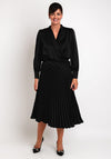 Camelot Draped Satin Wrap Blouse, Black