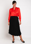 Camelot Draped Satin Wrap Blouse, Red