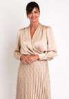 Camelot Draped Satin Wrap Blouse, Champagne