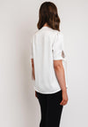 Camelot Draped Neckline Tie Sleeve Blouse, White