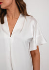 Camelot V-Neck Satin Touch Blouse, White