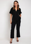 Camelot V-Neck Satin Touch Blouse, Black