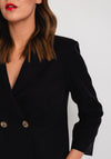 Camelot Lapel Collar Short Blazer, Black