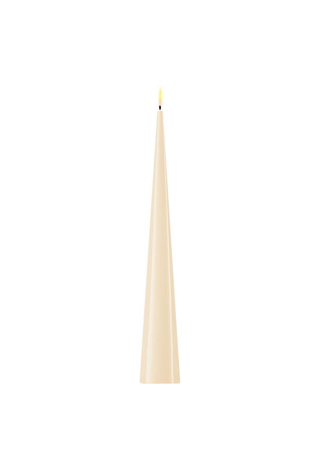 Deluxe Homeart LED Real Flame Cone Dinner Candle, Cream