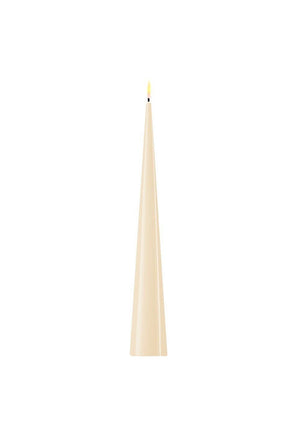 Deluxe Homeart LED Real Flame Cone Dinner Candle, Cream