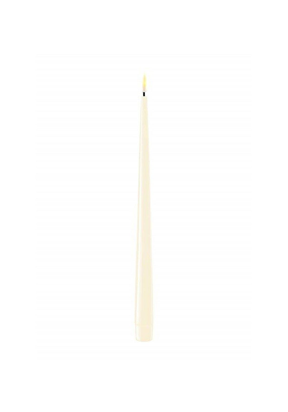 Deluxe Homeart LED Real Flame Shiny Dinner Candle Pair, Cream