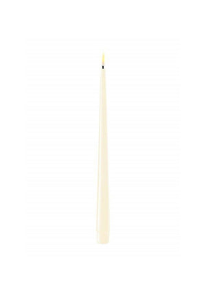 Deluxe Homeart LED Real Flame Shiny Dinner Candle Pair, Cream
