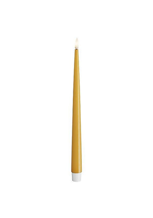 Deluxe Homeart LED Real Flame Shiny Dinner Candle Pair, Curry