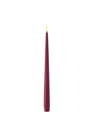 Deluxe Homeart LED Real Flame Shiny Dinner Candle Pair, Magenta