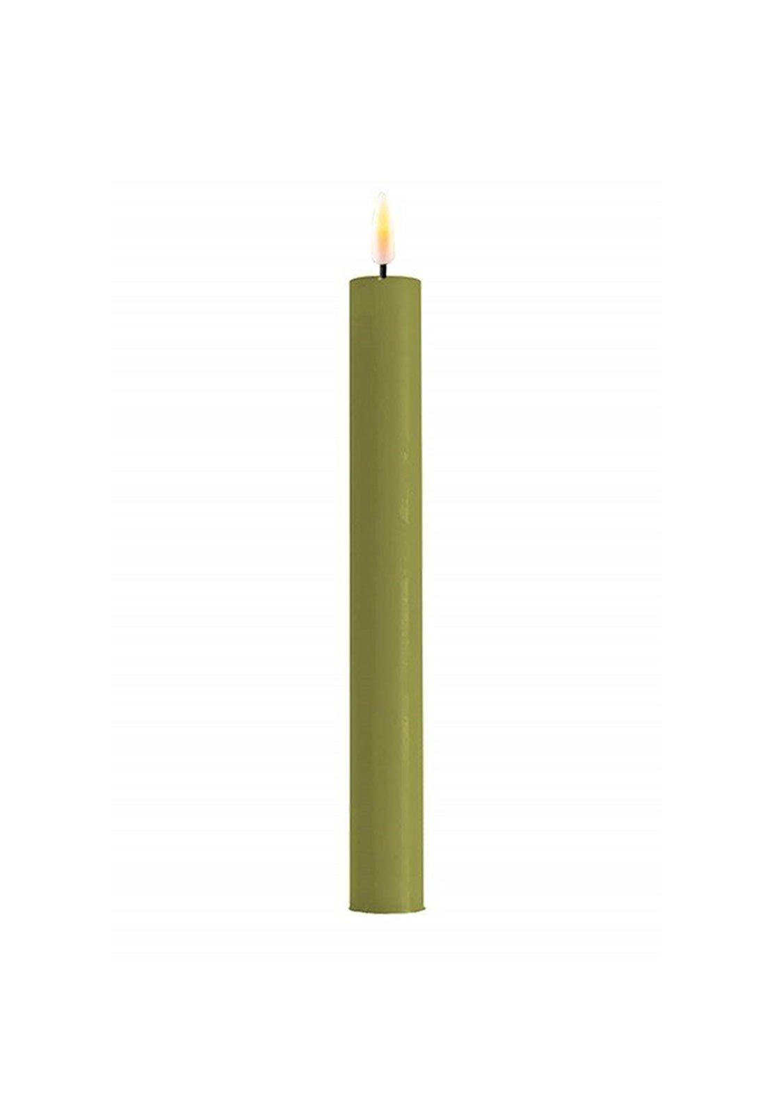 Deluxe Homeart LED Real Flame Dinner Candle Pair, Olive Green