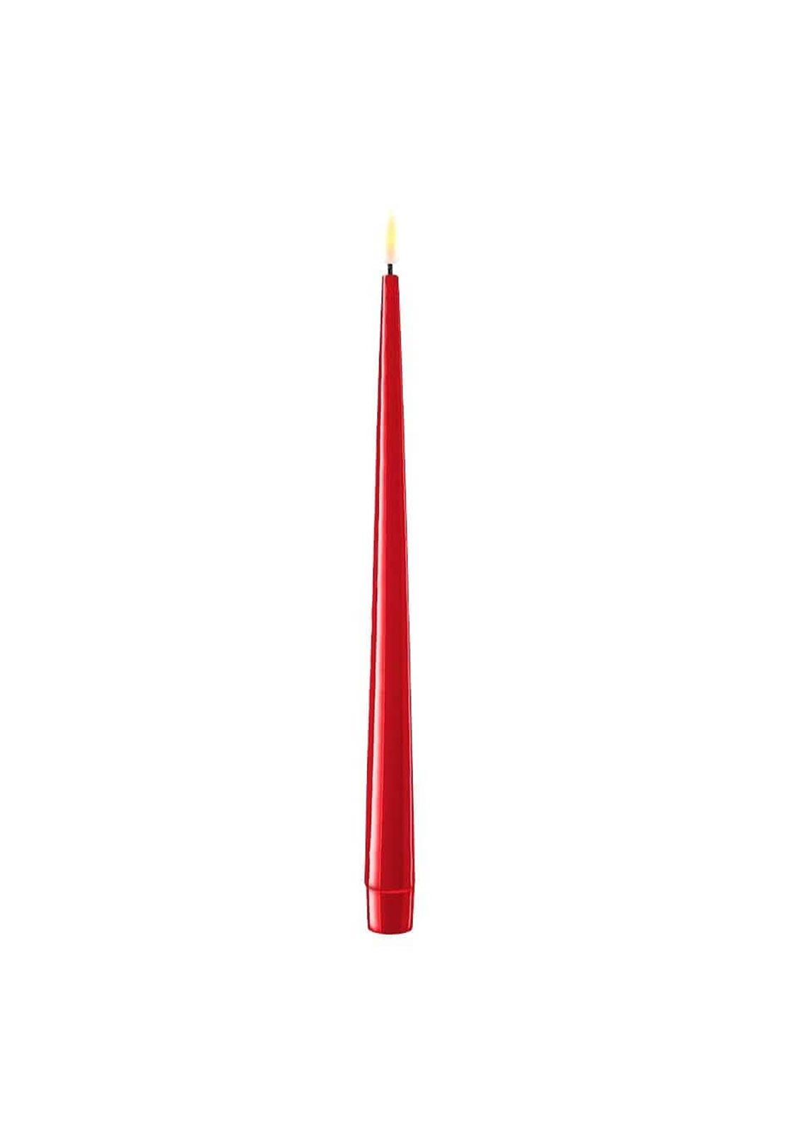Deluxe Homeart LED Real Flame Shiny Dinner Candle Pair, Red