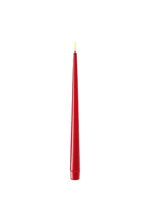 Deluxe Homeart LED Real Flame Shiny Dinner Candle Pair, Red