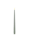 Deluxe Homeart LED Real Flame Shiny Dinner Candle Pair, Sage Green