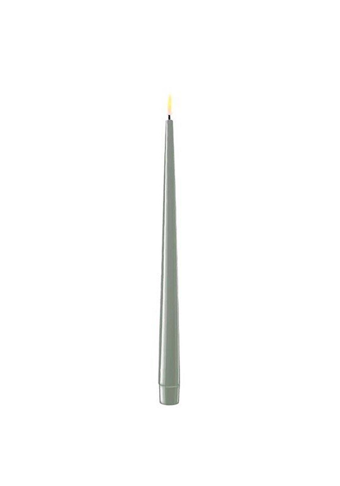 Deluxe Homeart LED Real Flame Shiny Dinner Candle Pair, Sage Green