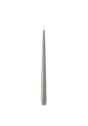 Deluxe Homeart LED Real Flame Shiny Dinner Candle Pair, Sage Green