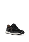 Caprice Wide Fit Suede Comfort Trainers, Black Leopard