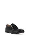 Caprice Wide Fit Shimmer Zip Detail Trainers, Black
