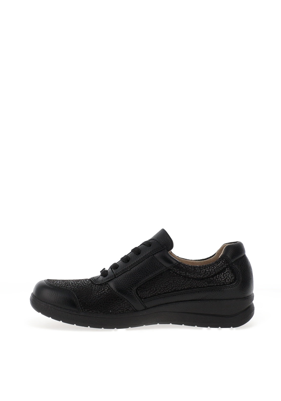 Caprice Wide Fit Shimmer Zip Detail Trainers, Black