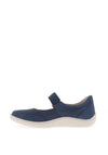 Caprice Climotion Nubuck Leather Velcro Strap Shoes, Navy Blue