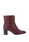 Caprice Wide Fit Nappa Leather Heeled Boots, Wine