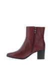 Caprice Wide Fit Nappa Leather Heeled Boots, Wine