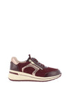 Caprice Wide Fit Metallic Zip Detail Trainers, Wine