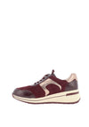 Caprice Wide Fit Metallic Zip Detail Trainers, Wine