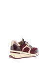 Caprice Wide Fit Metallic Zip Detail Trainers, Wine