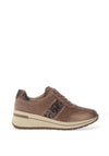Caprice Wide Fit Reptile Printed Platform Trainers, Taupe