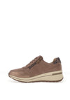 Caprice Wide Fit Reptile Printed Platform Trainers, Taupe