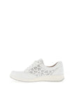 Caprice Leather Floral Perforated Trainers, White Nappa
