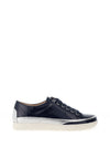 Caprice Patent Leather Lace Up Trainer, Ocean Combo