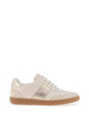 Caprice Leather Metallic Laced Trainers, Cream and Gold