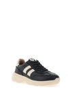 Caprice Wide Fit Leather Sporty Trainers, Navy