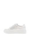 Caprice Nappa Leather Cut Out Detail Metallic Trainers, White