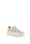 Caprice Nappa Leather Cut Out Detail Metallic Trainers, Gold