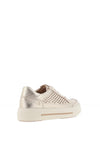 Caprice Nappa Leather Cut Out Detail Metallic Trainers, Gold