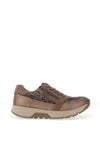 Caprice Wide Fit Reptile Printed Metallic Trainers, Beige