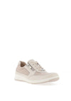 Caprice Wide Fit Shimmer Zip Detail Trainers, Cream